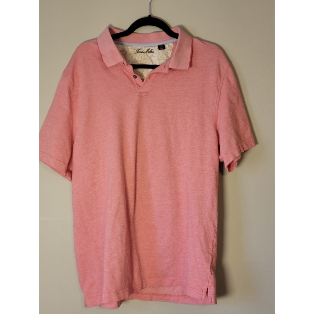 Tasso Elba Mens Supima‎ Cotton Golf Polo Shirt Pink SZ XL Short Sleeve 2 Button